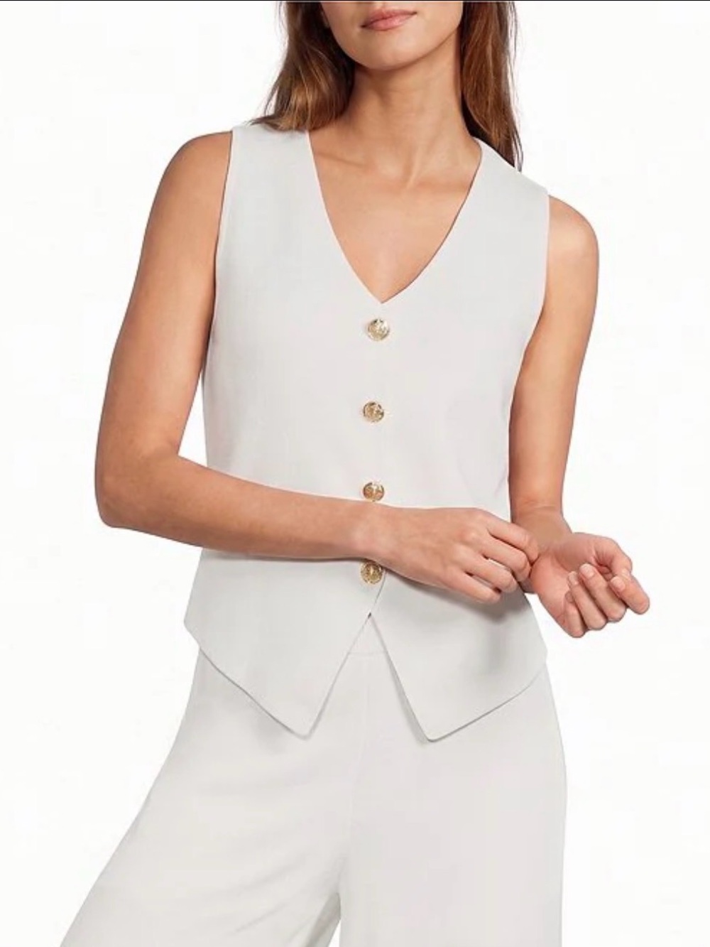 ANTONIO MELANI White Sleeveless V-Neck Button Front Vest